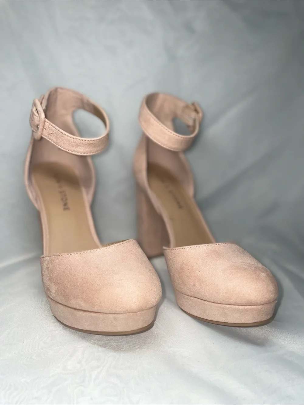 Sun + Stone Blush Pink Ankle-Strap Platform Pumps